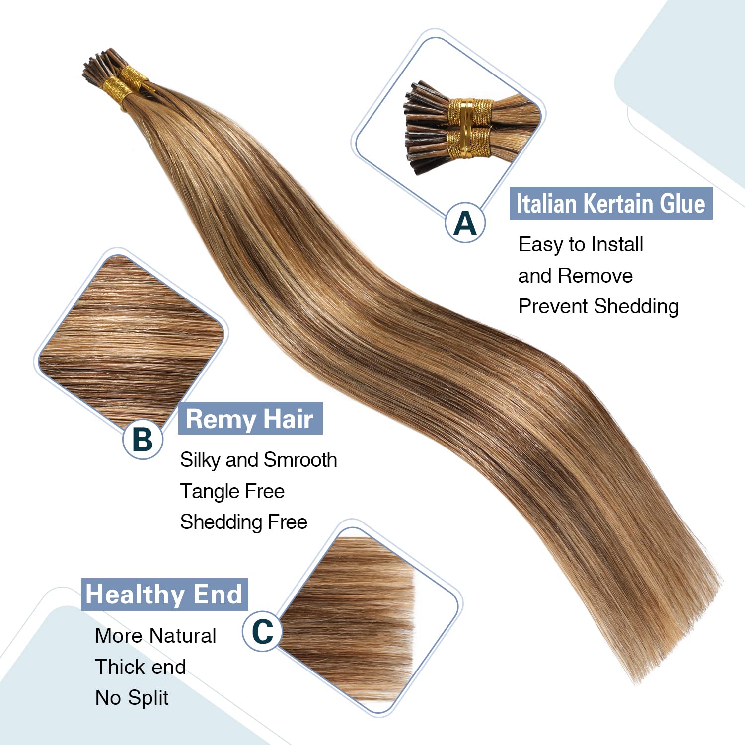 Micro Ring (Dark brown color, caramel blonde highlights)