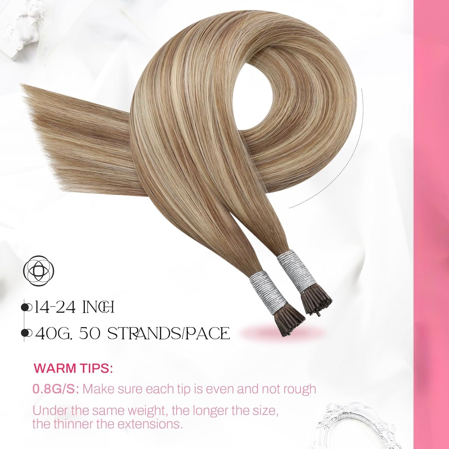 Micro Ring (Light brown human hair extensions with ash blonde highlights)